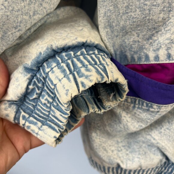 Vintage Retro 80s Gitano Acid Wash Denim Puffer Coat Size M - Picture 8 of 13